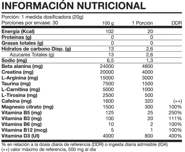PRE-ENTRENO PREMIUM LINE MANZANA 600 GR - FOODTECH
