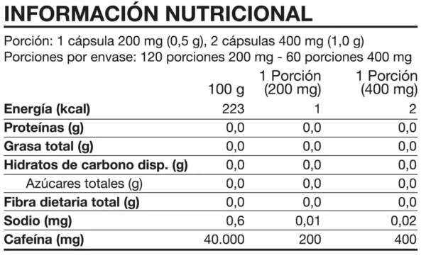 CAFEINA XTREME 120 CAPSULAS- FOODTECH