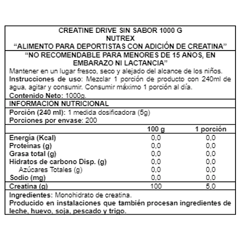 CREATINA DRIVE MONOHIDRATADO NUTREX 1 KG