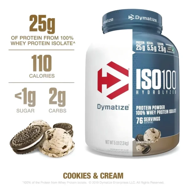 ISO 100 HIDROLIZADO COOKIES Y CREAM 5 LB - DYMATIZE